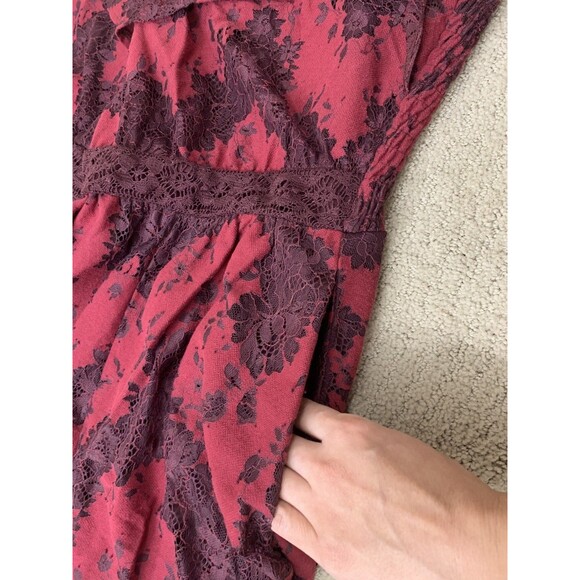 Torrid Red Black Smocked Floral Lace Tiered Midi Dress Whimsigoth Romantic 3X - Picture 9 of 12